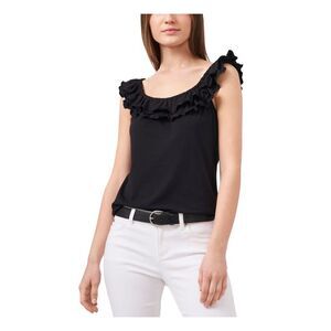 RILEY&RAE Womens Black Stretch Ruffled Flutter Sleeve Off Shoulder Top XS